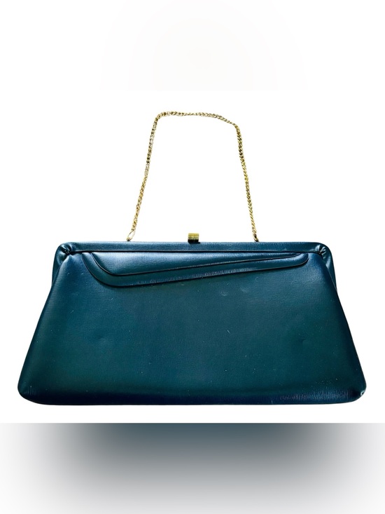 Handbags - Vintage MCM Navy Gold Tone Chain-Handle Evening Clutch